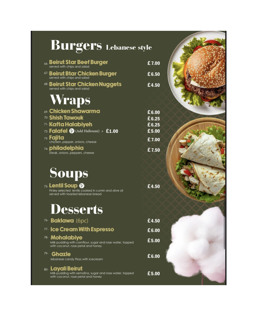 Beirut Star Photo Menu 5