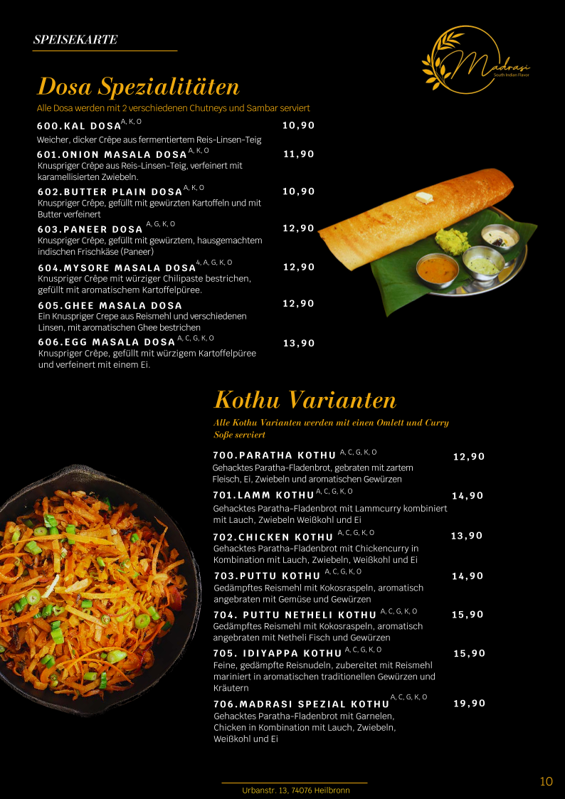 Indisches Restaurant Madrasi - South Indian Flavour Photo Menu 2