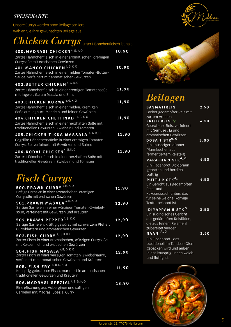 Indisches Restaurant Madrasi - South Indian Flavour Photo Menu 4