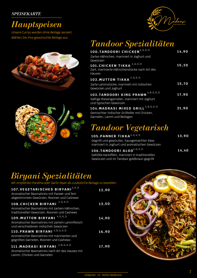 Indisches Restaurant Madrasi - South Indian Flavour Photo Menu 5