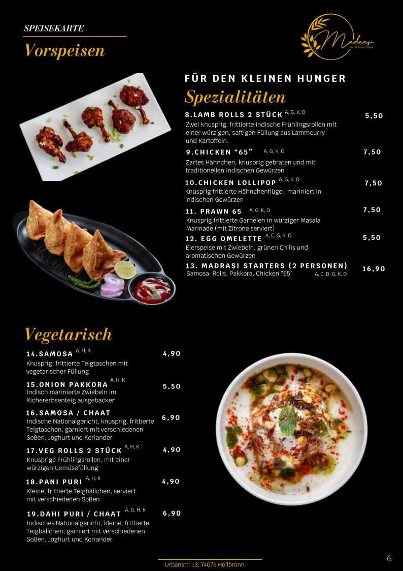 Indisches Restaurant Madrasi - South Indian Flavour Photo Menu 8
