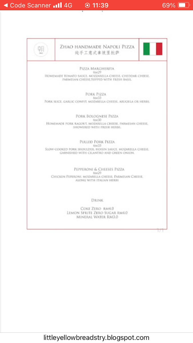 Zhao Breakfast Alor Setar 朝 Photo Menu 2