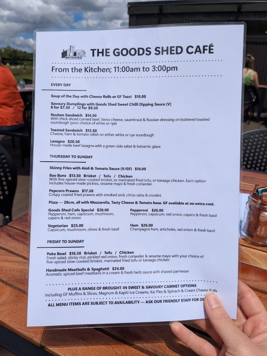 Waitahuna Station Goods Shed Cafe Photo Menu 1
