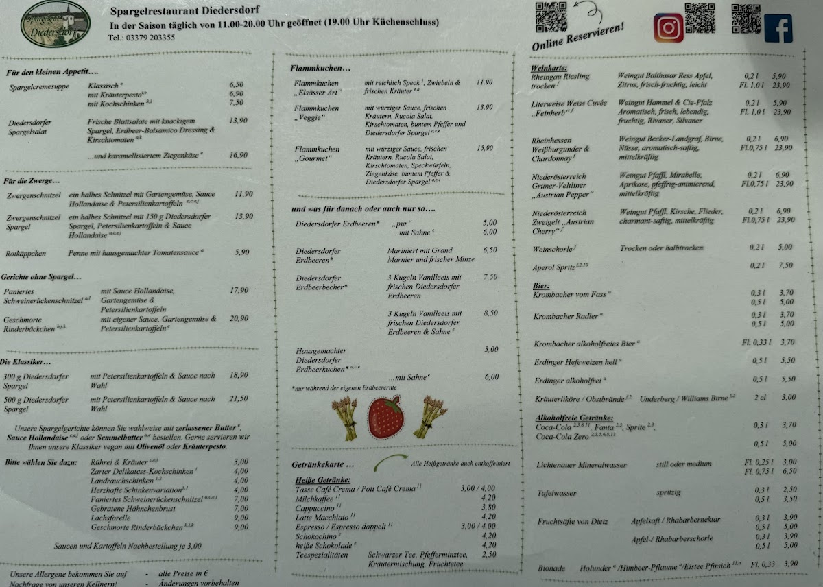 Spargelrestaurant Diedersdorf Photo Menu 1