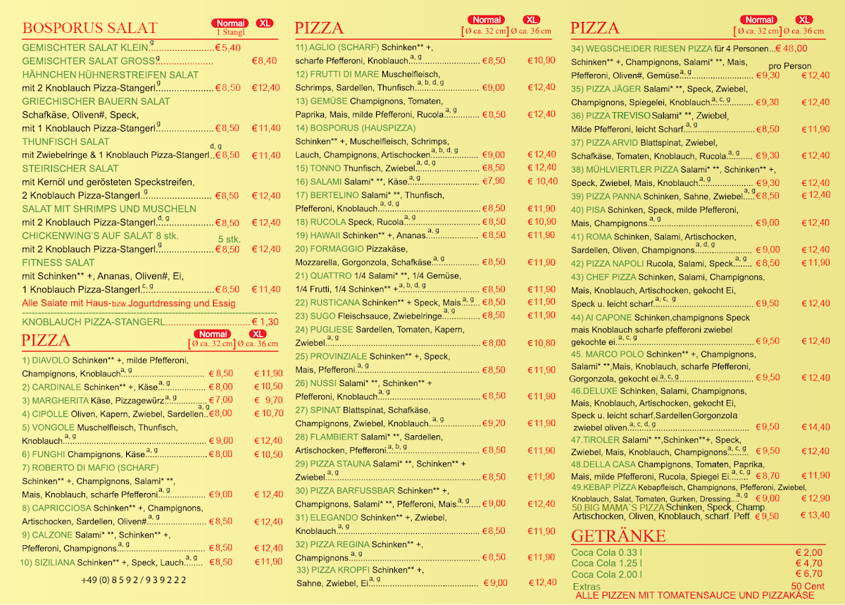Pizzeria Bosporus Photo Menu 1