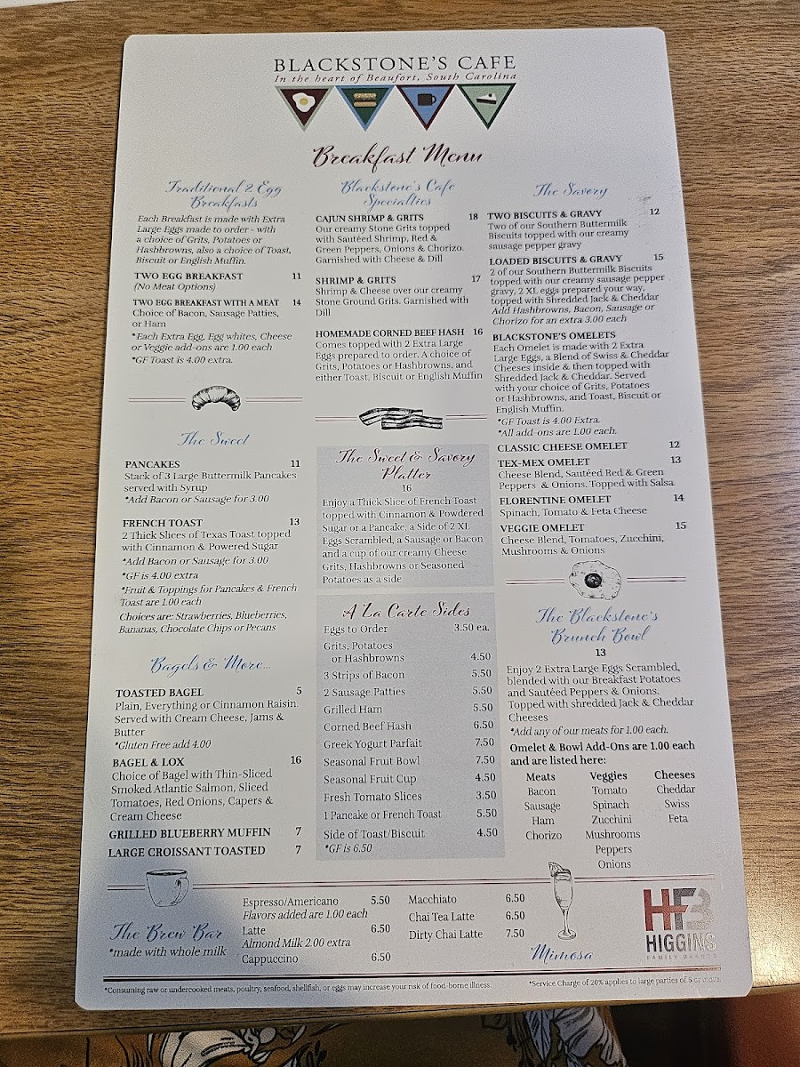 Blackstone's Café Photo Menu 1