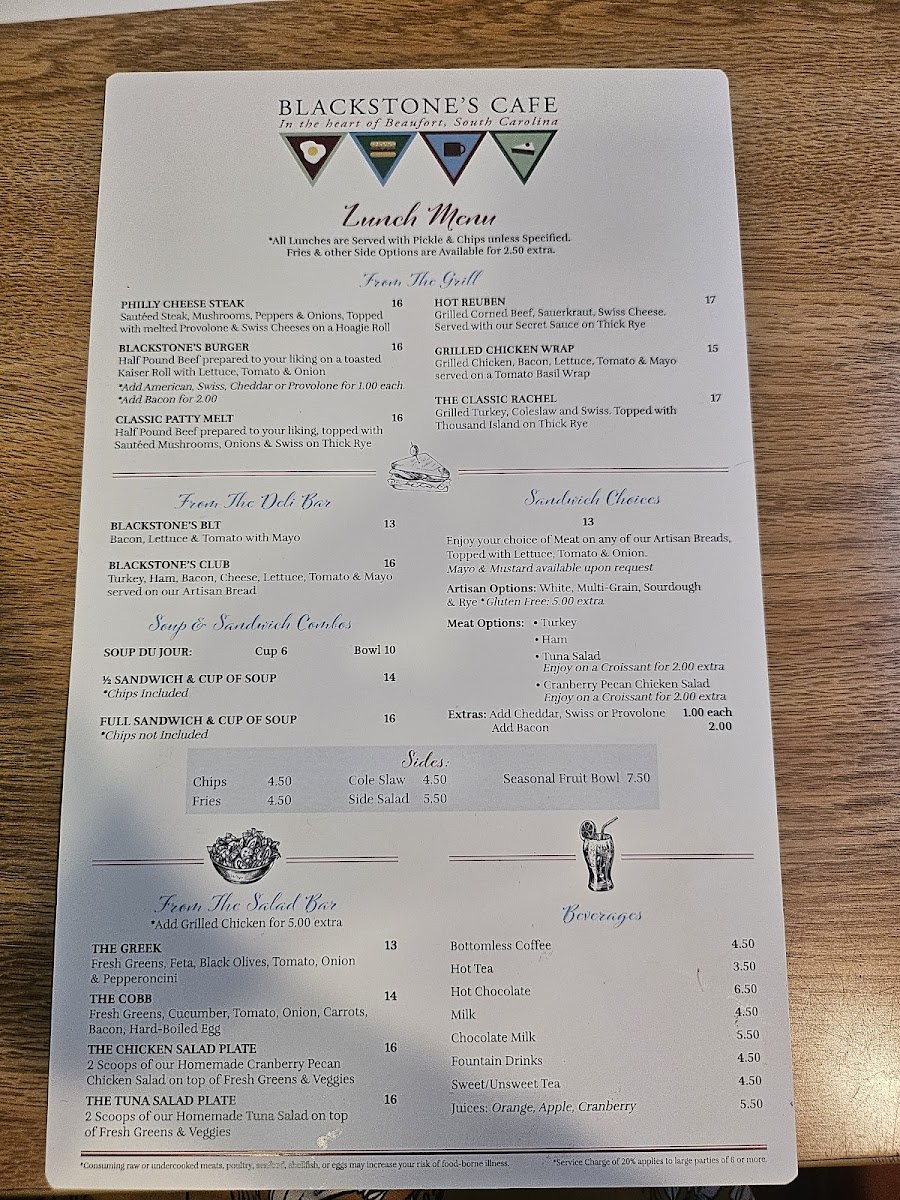 Blackstone's Café Photo Menu 2