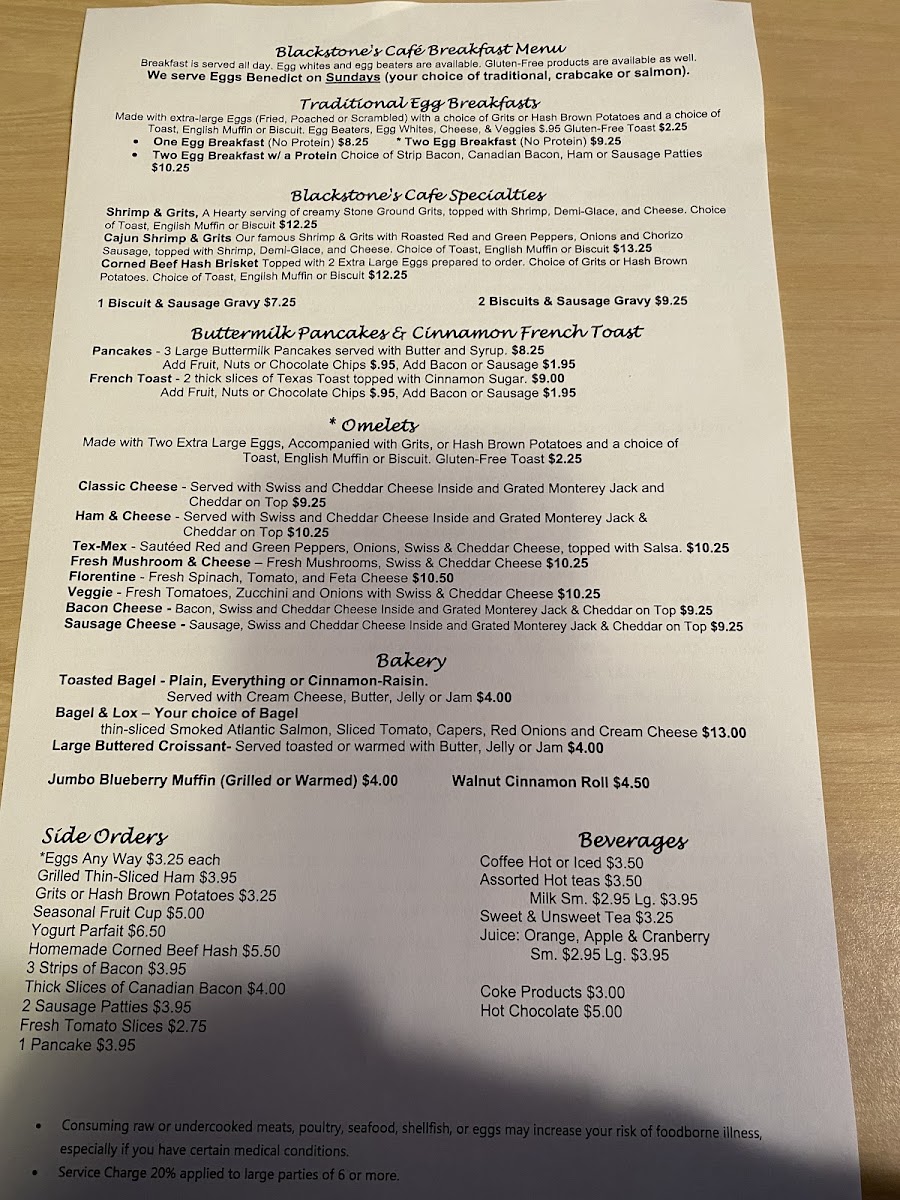 Blackstone's Café Photo Menu 6