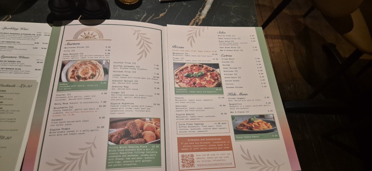 Elysium Bistro (St Albans) Photo Menu 1