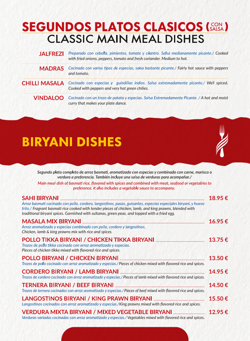 Masala Indian restaurante Photo Menu 8