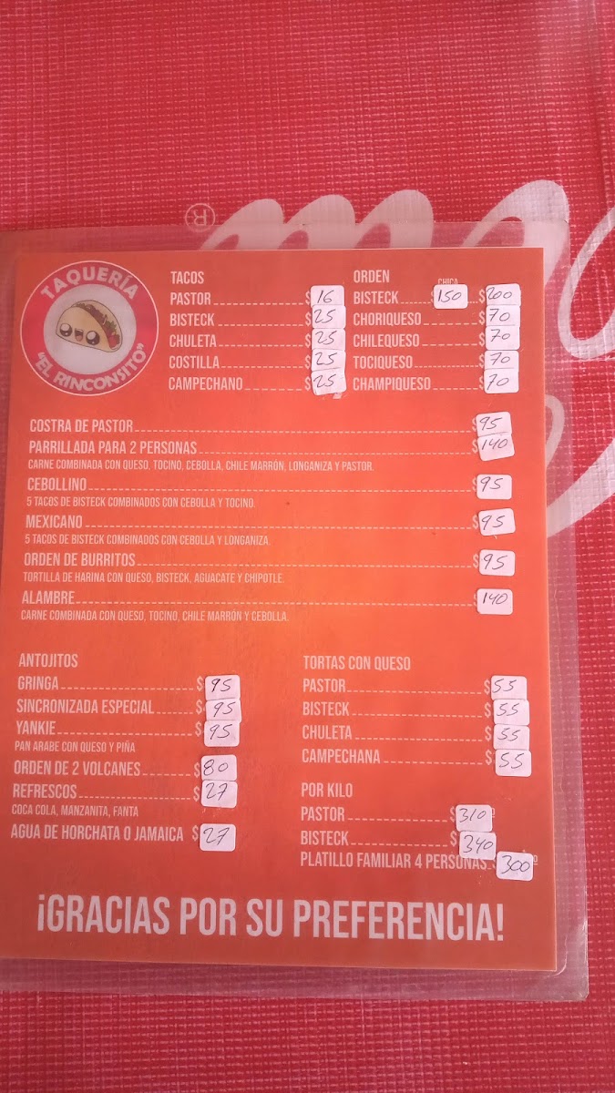 Taquería El Rinconsito Photo Menu 4