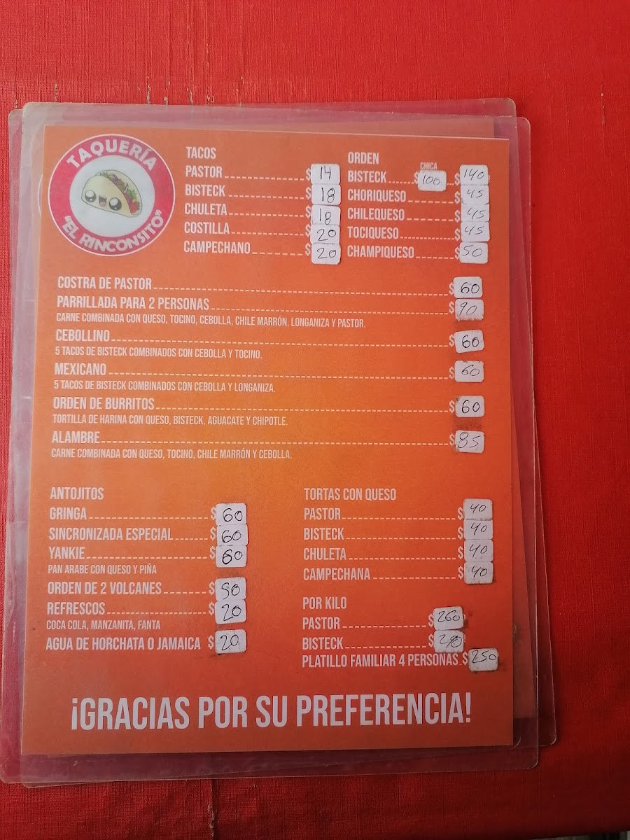 Taquería El Rinconsito Photo Menu 7