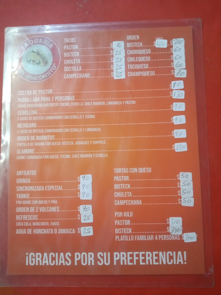 Taquería El Rinconsito Photo Menu 9