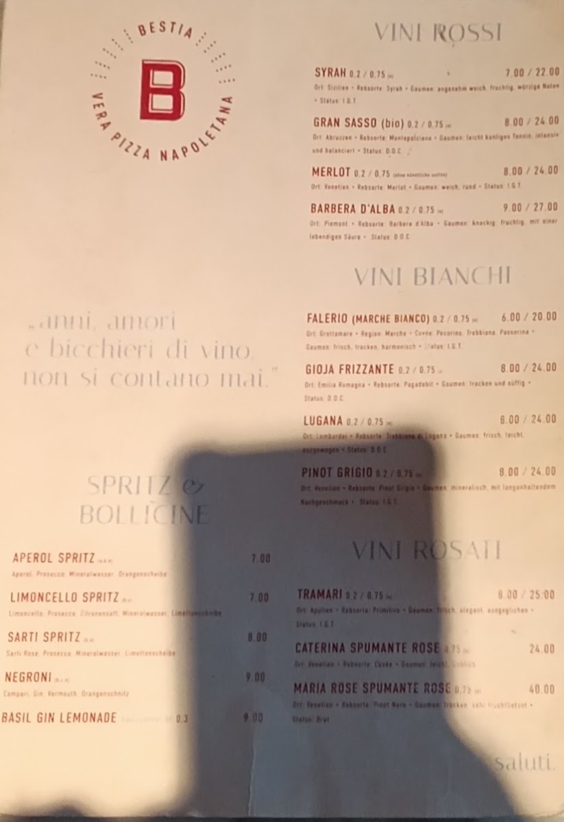 BESTIA Vera Pizza Napoletana Photo Menu 4