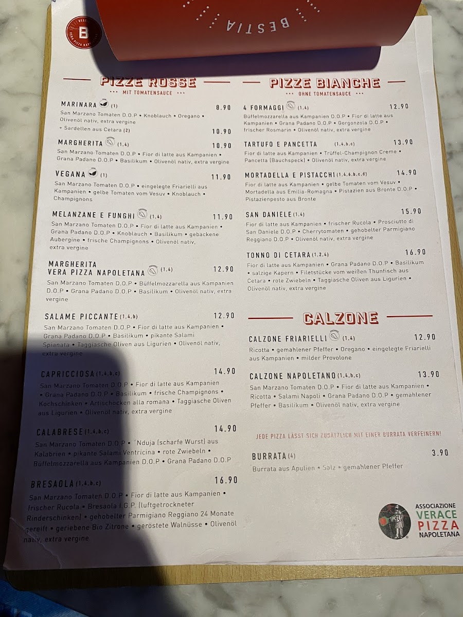 BESTIA Vera Pizza Napoletana Photo Menu 5