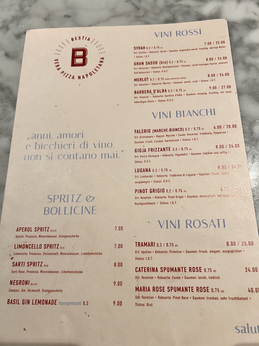 BESTIA Vera Pizza Napoletana Photo Menu 7