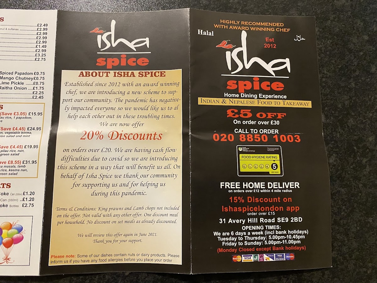 Isha Spice Nepali And Indian Takeaway Photo Menu 4