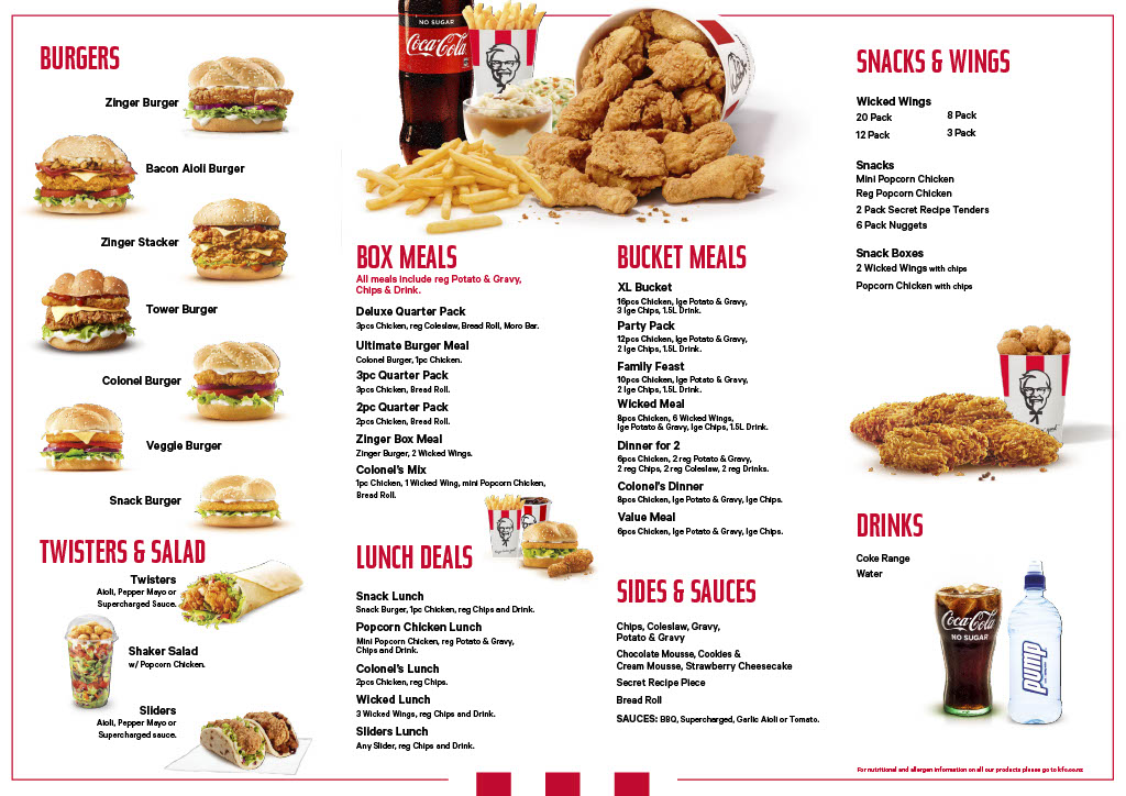 KFC Huntly Photo Menu 1
