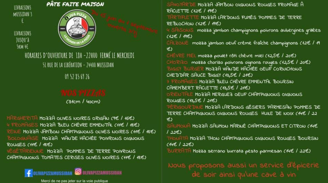 Oliva PIZZA Photo Menu 1