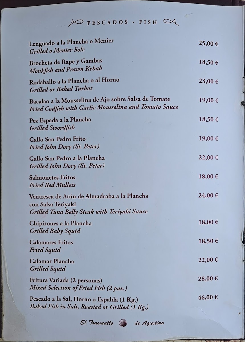 Restaurante El Trasmallo de Agustino Photo Menu 2