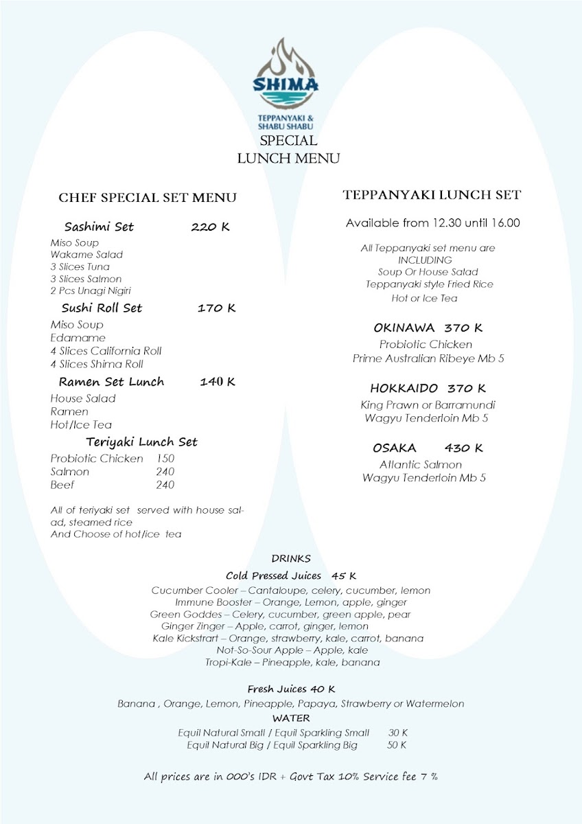 Shima Teppanyaki & Shabu Shabu Seminyak Photo Menu 5