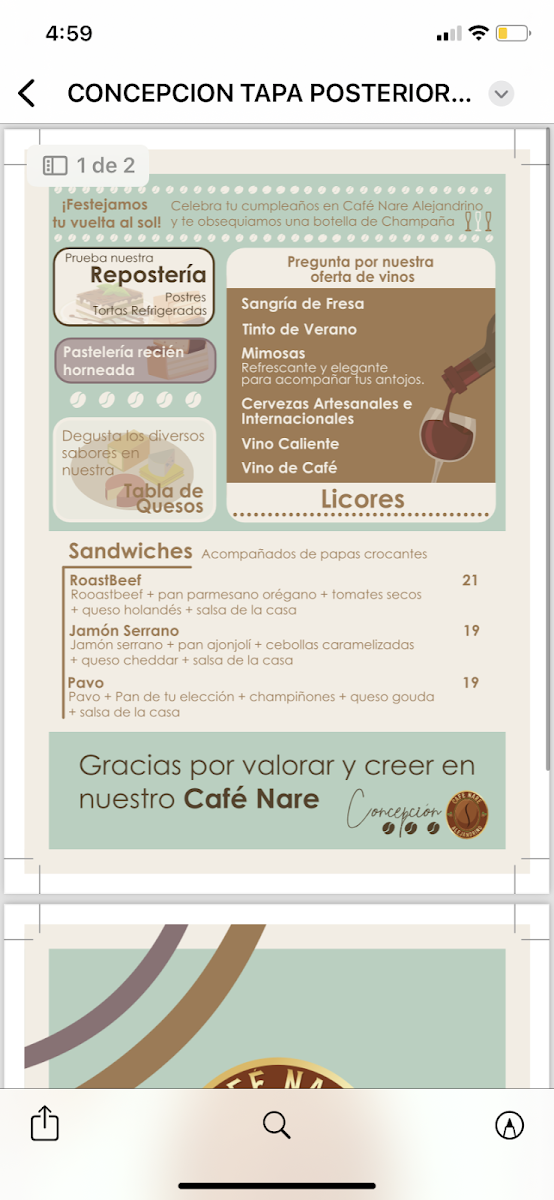 Café Nare Concepción Photo Menu 2