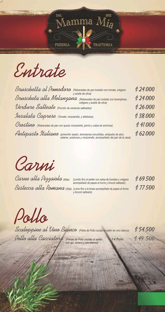 Restaurante Mamma Mia Photo Menu 2