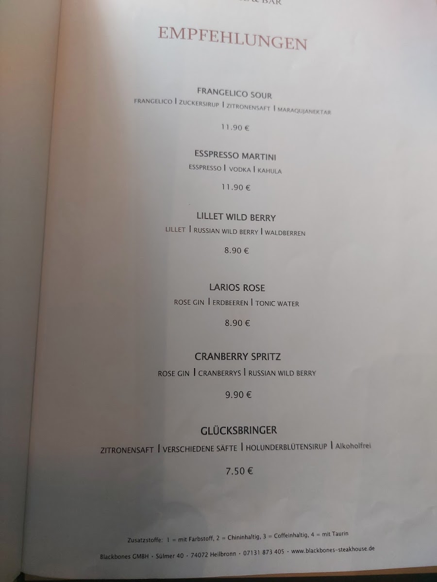 BLACKBONES STEAKHOUSE Photo Menu 1