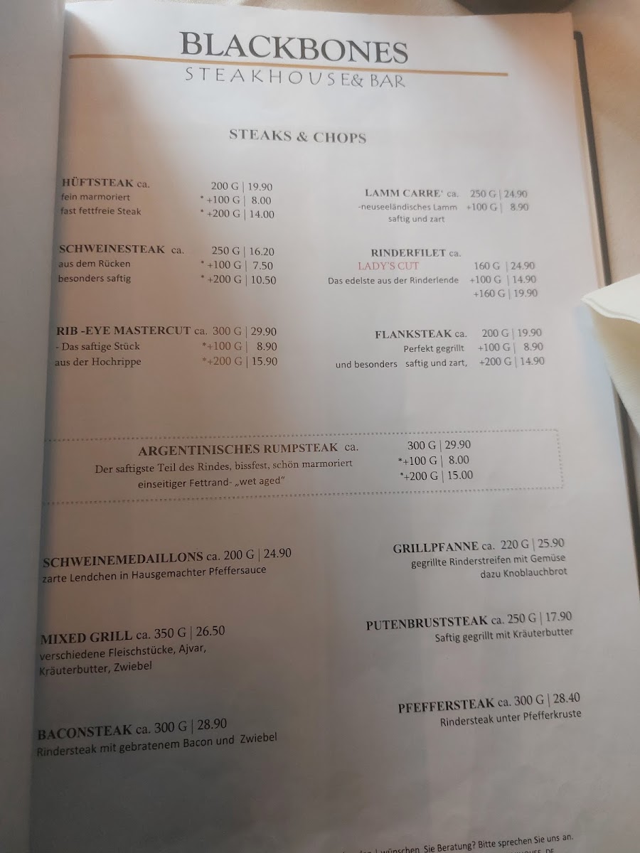 BLACKBONES STEAKHOUSE Photo Menu 5