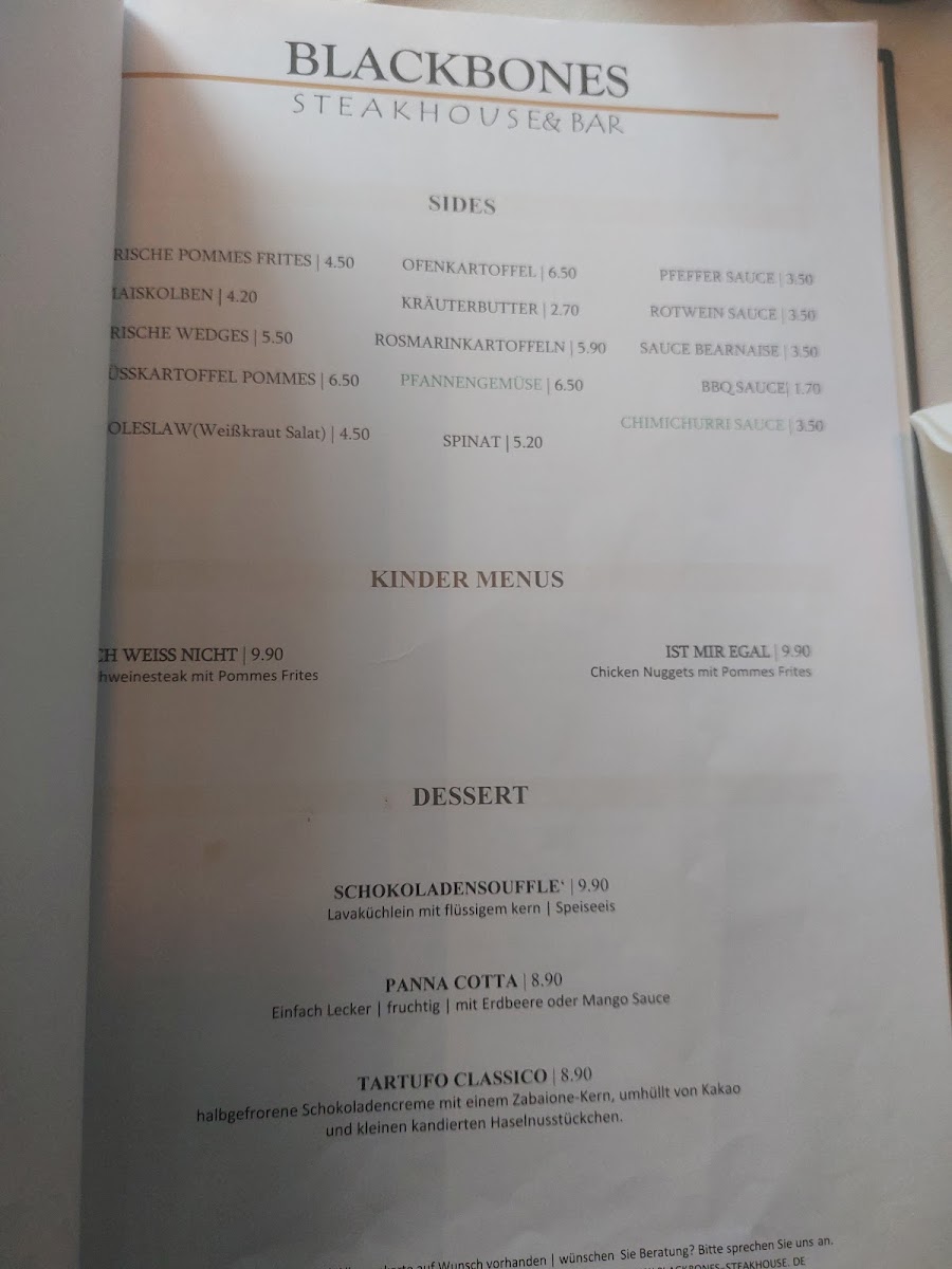 BLACKBONES STEAKHOUSE Photo Menu 6