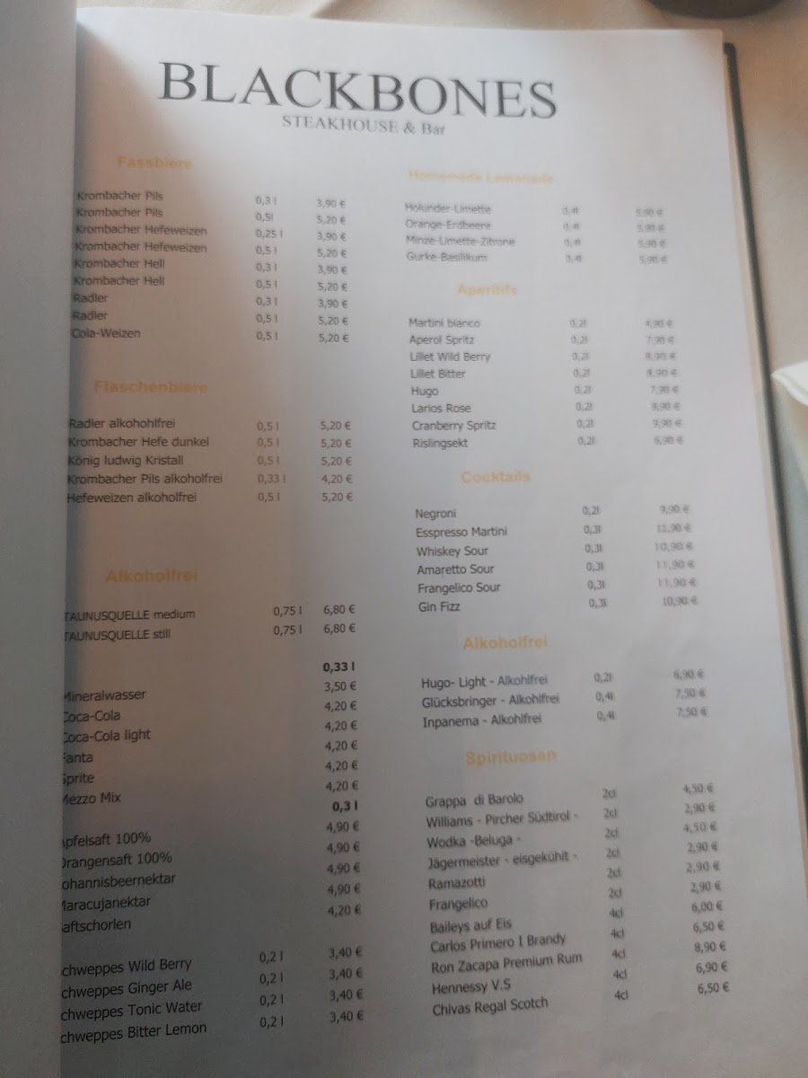 BLACKBONES STEAKHOUSE Photo Menu 7
