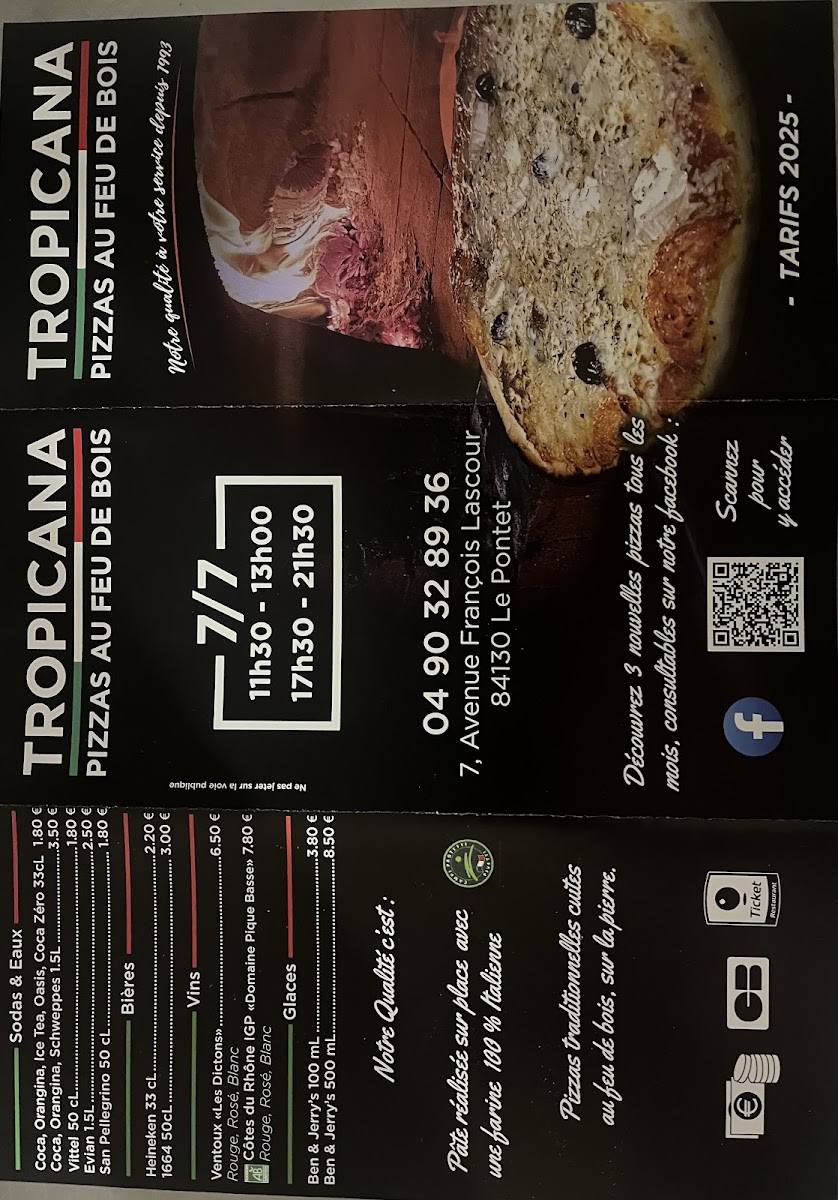 Tropicana Pizza Photo Menu 2