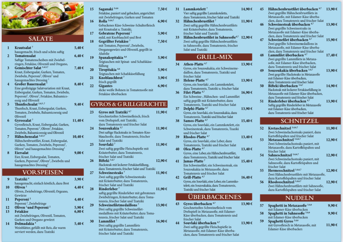 Mythos Grill Photo Menu 1