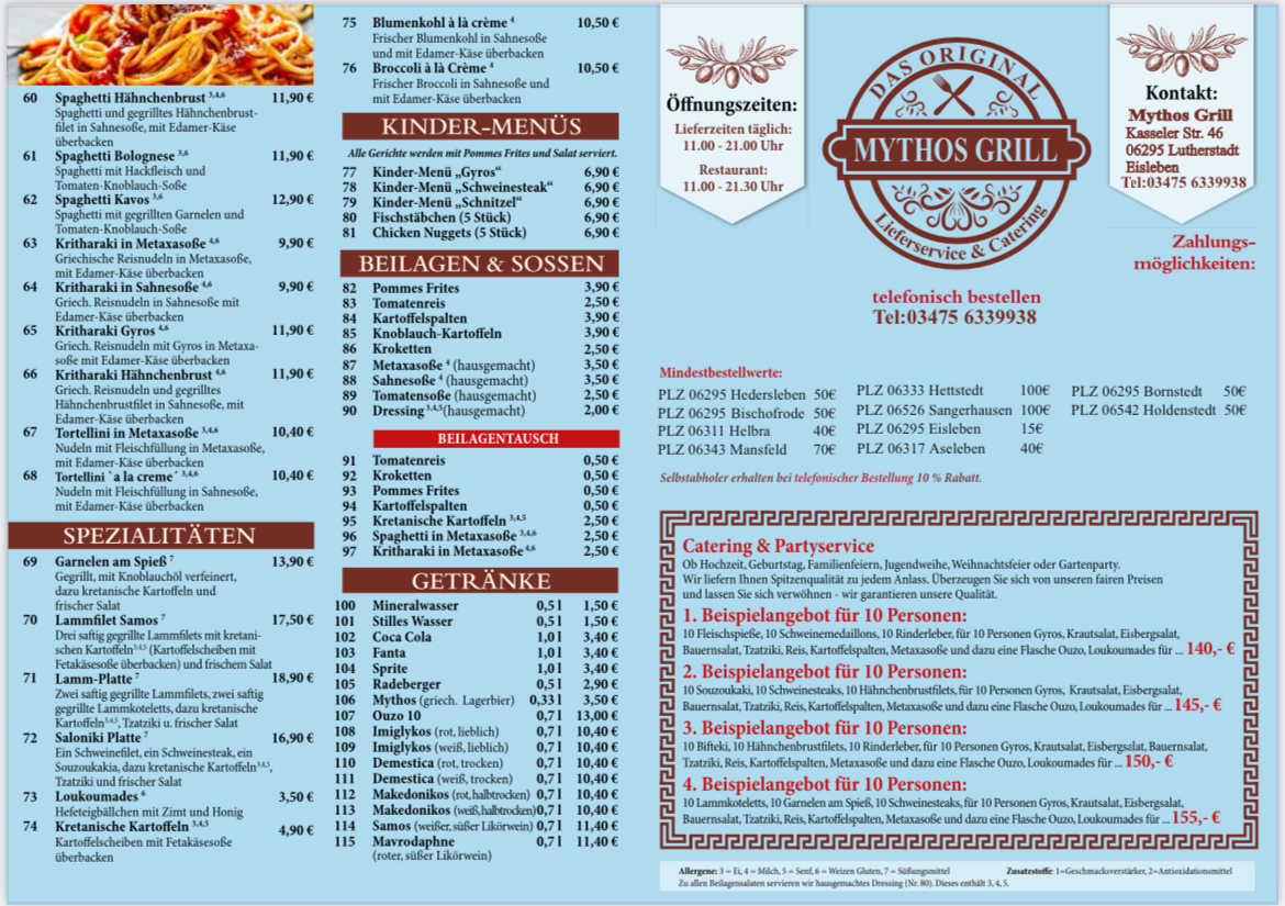 Mythos Grill Photo Menu 2