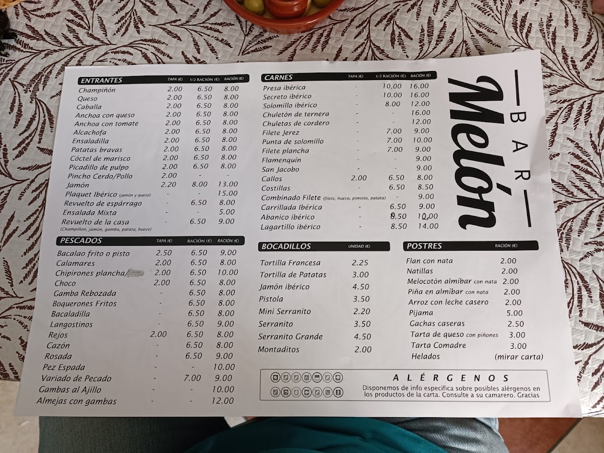 Bar Melón Photo Menu 1
