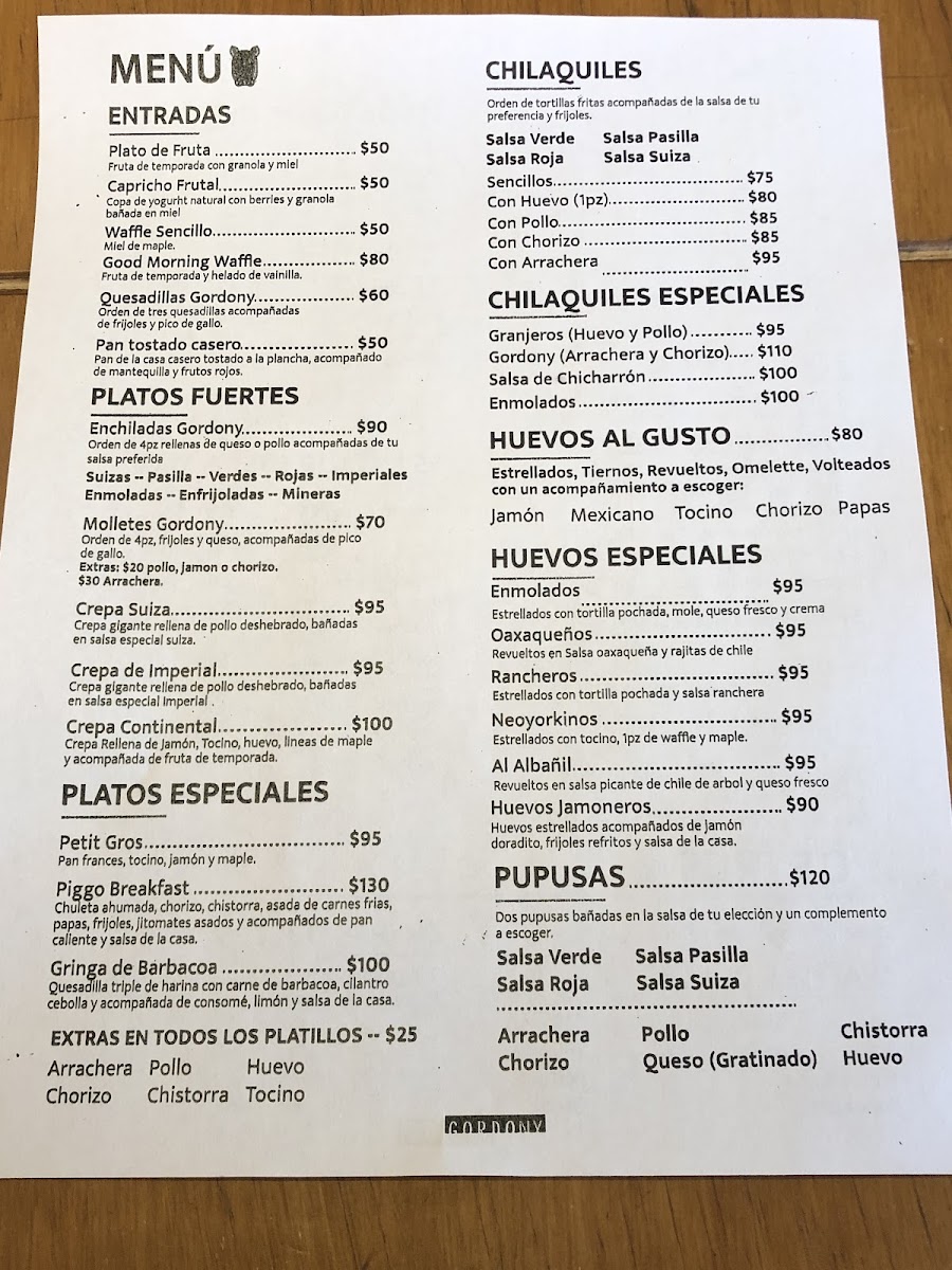 Gordony Bistro Photo Menu 1