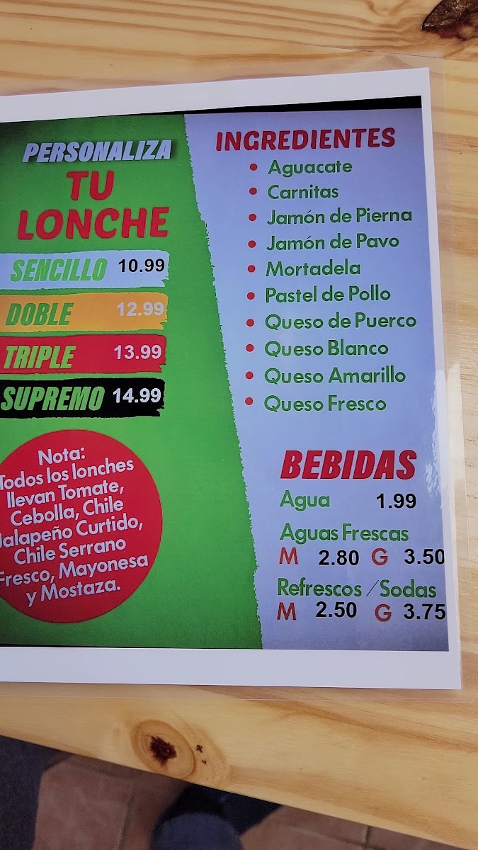 Lonches Laguneros Photo Menu 1
