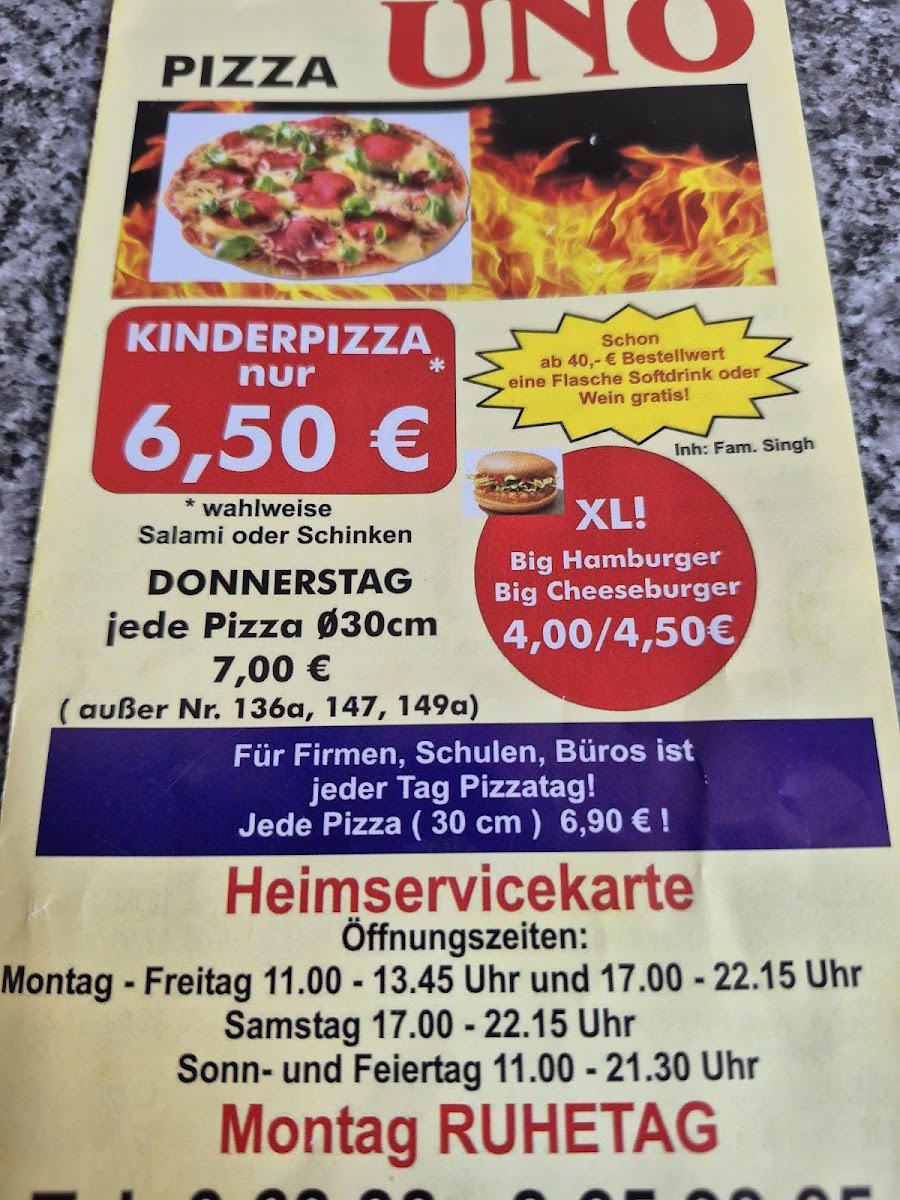 Pizza Uno Photo Menu 1