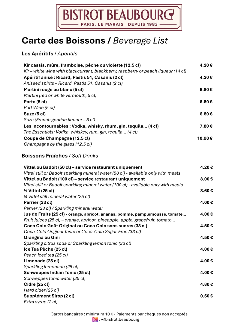 Bistrot Beaubourg Photo Menu 4
