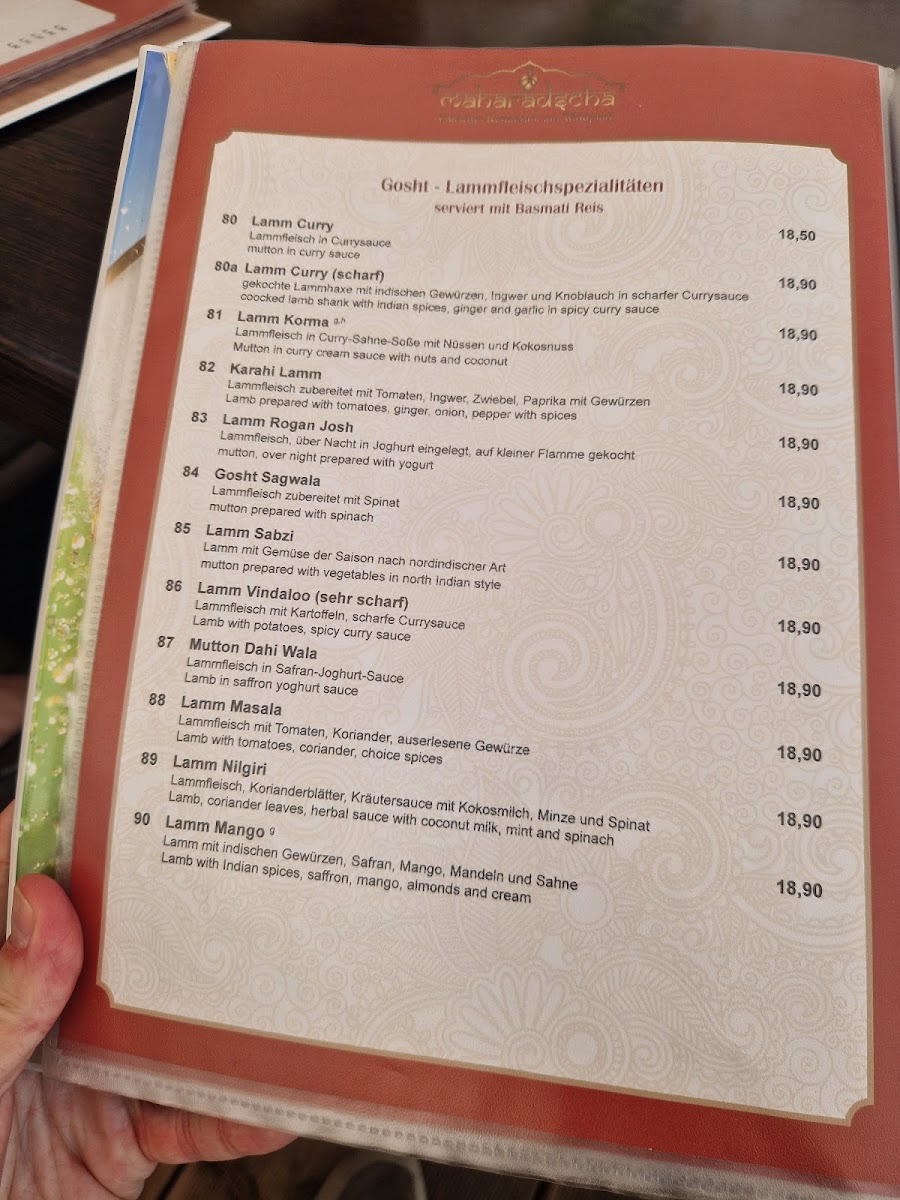Maharadscha Indisches Restaurant Photo Menu 1