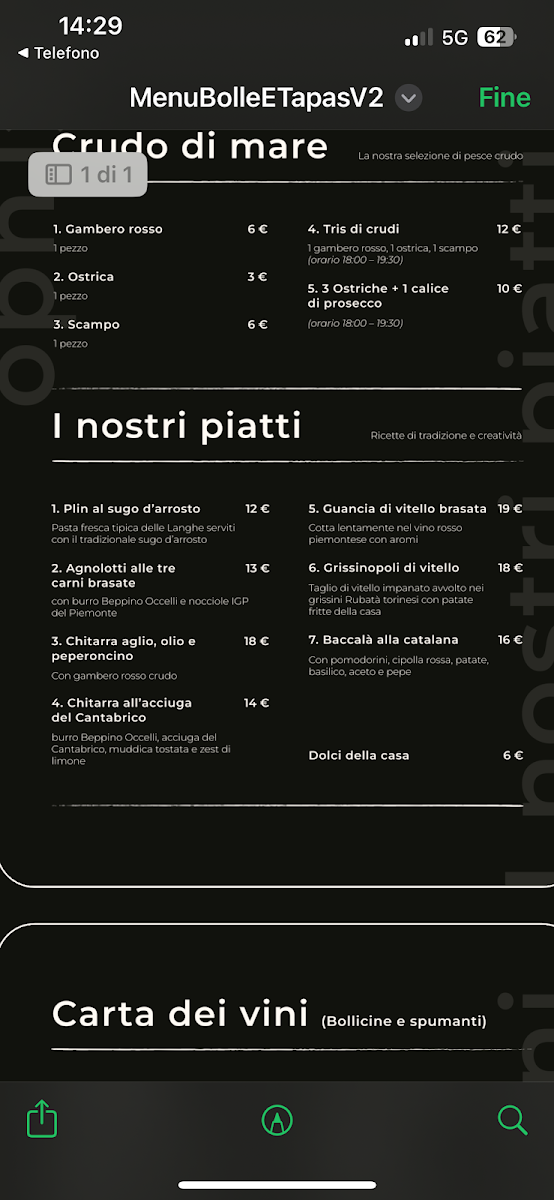 Bolle & Tapas Ristorante e cocktail bar Photo Menu 2
