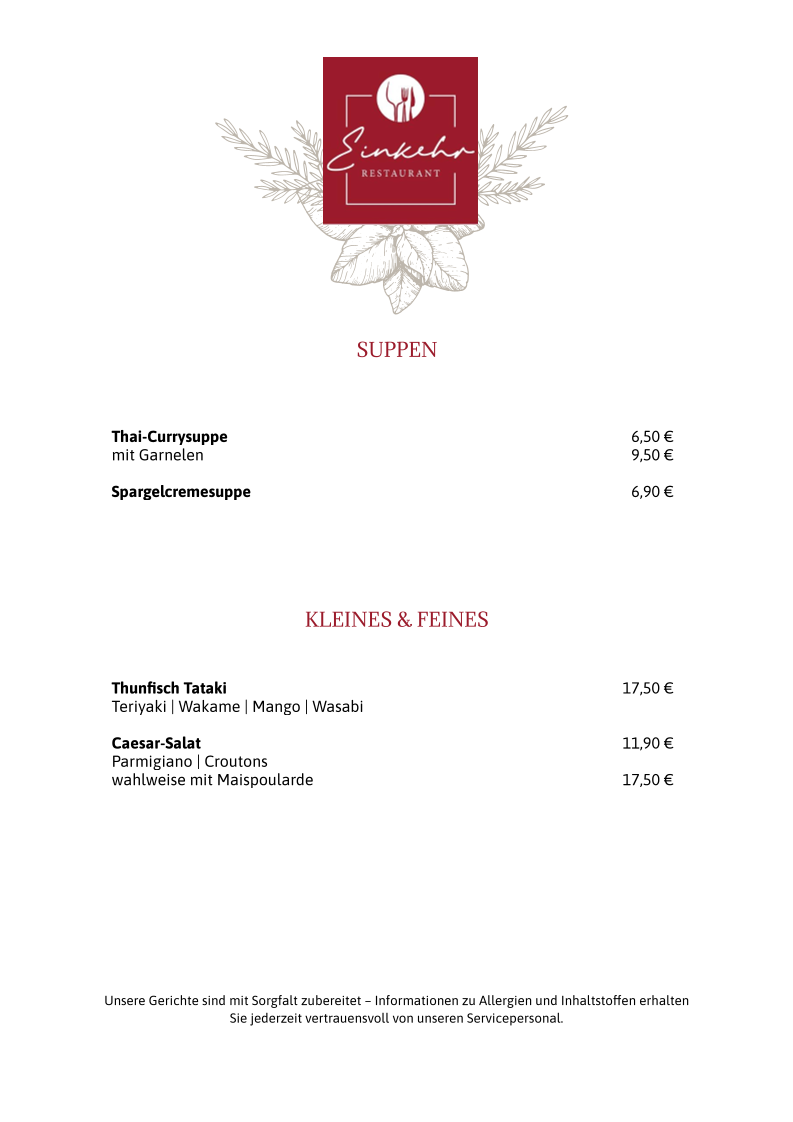 Restaurant Einkehr Photo Menu 1