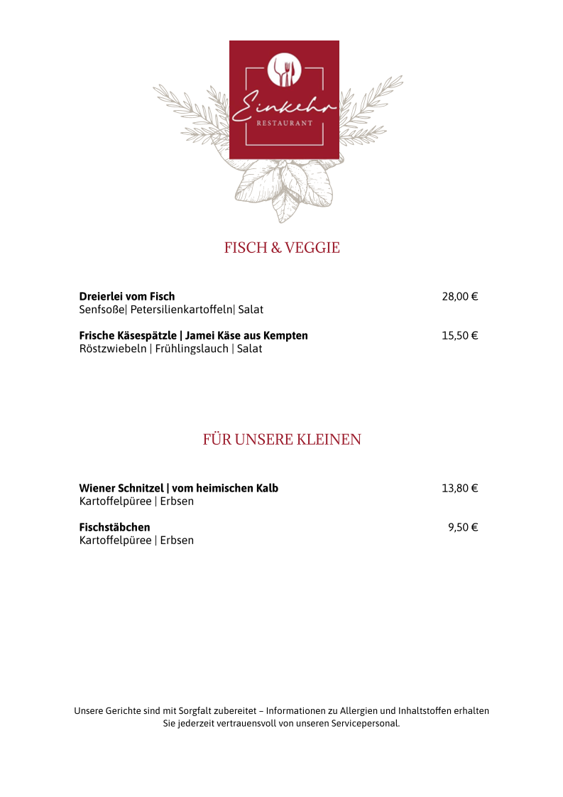 Restaurant Einkehr Photo Menu 3