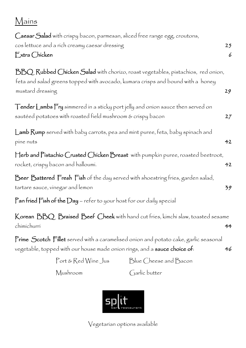 Split Bar & Restaurant Photo Menu 3