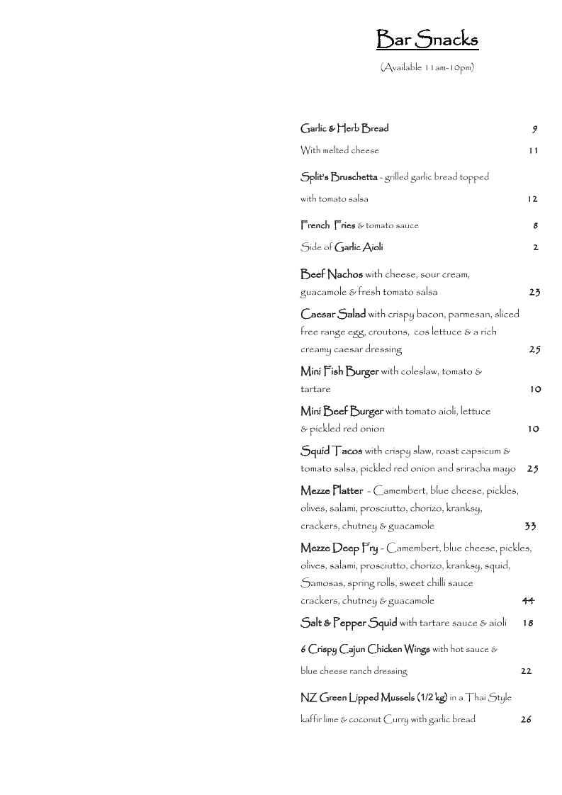 Split Bar & Restaurant Photo Menu 4