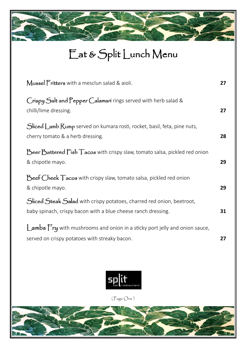 Split Bar & Restaurant Photo Menu 6