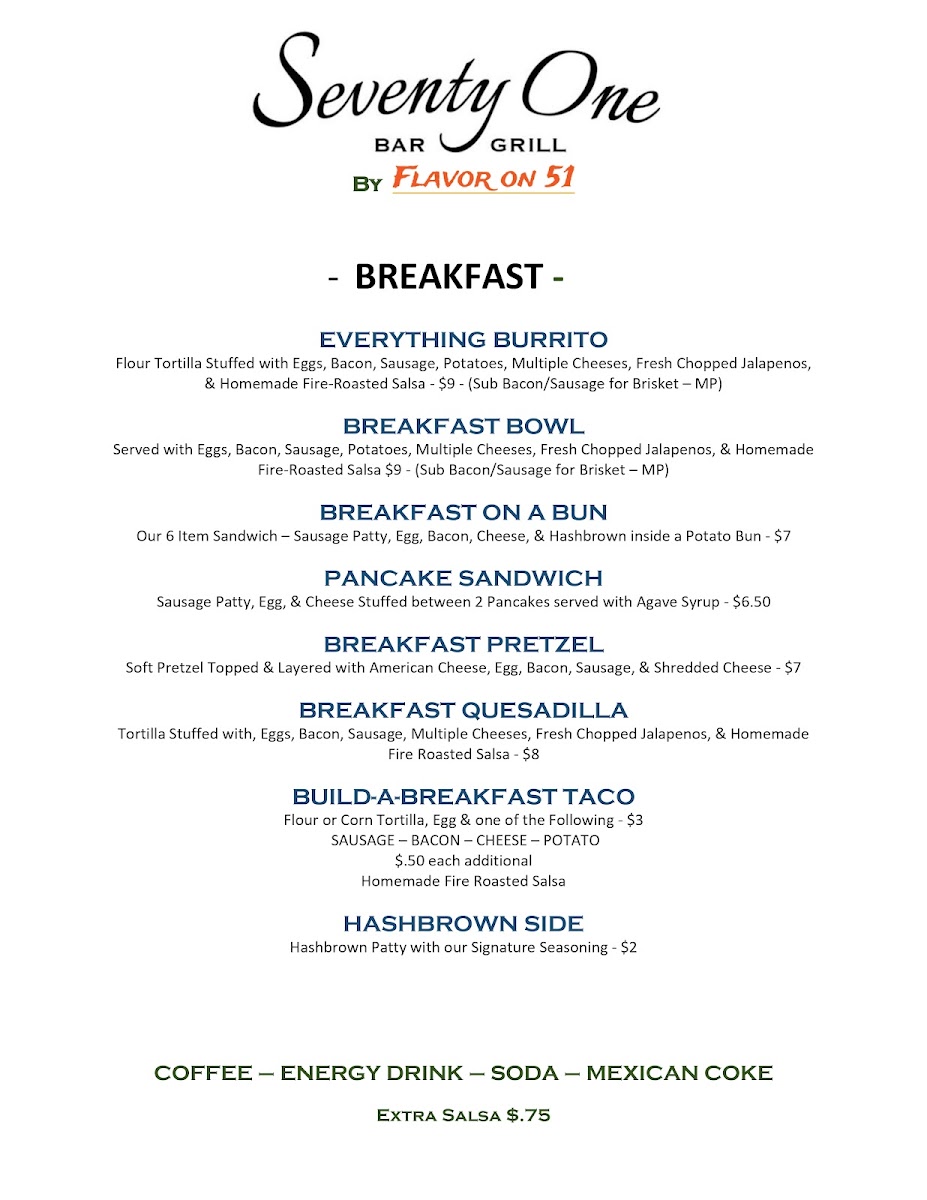 Seventy One Bar & Grill Photo Menu 2