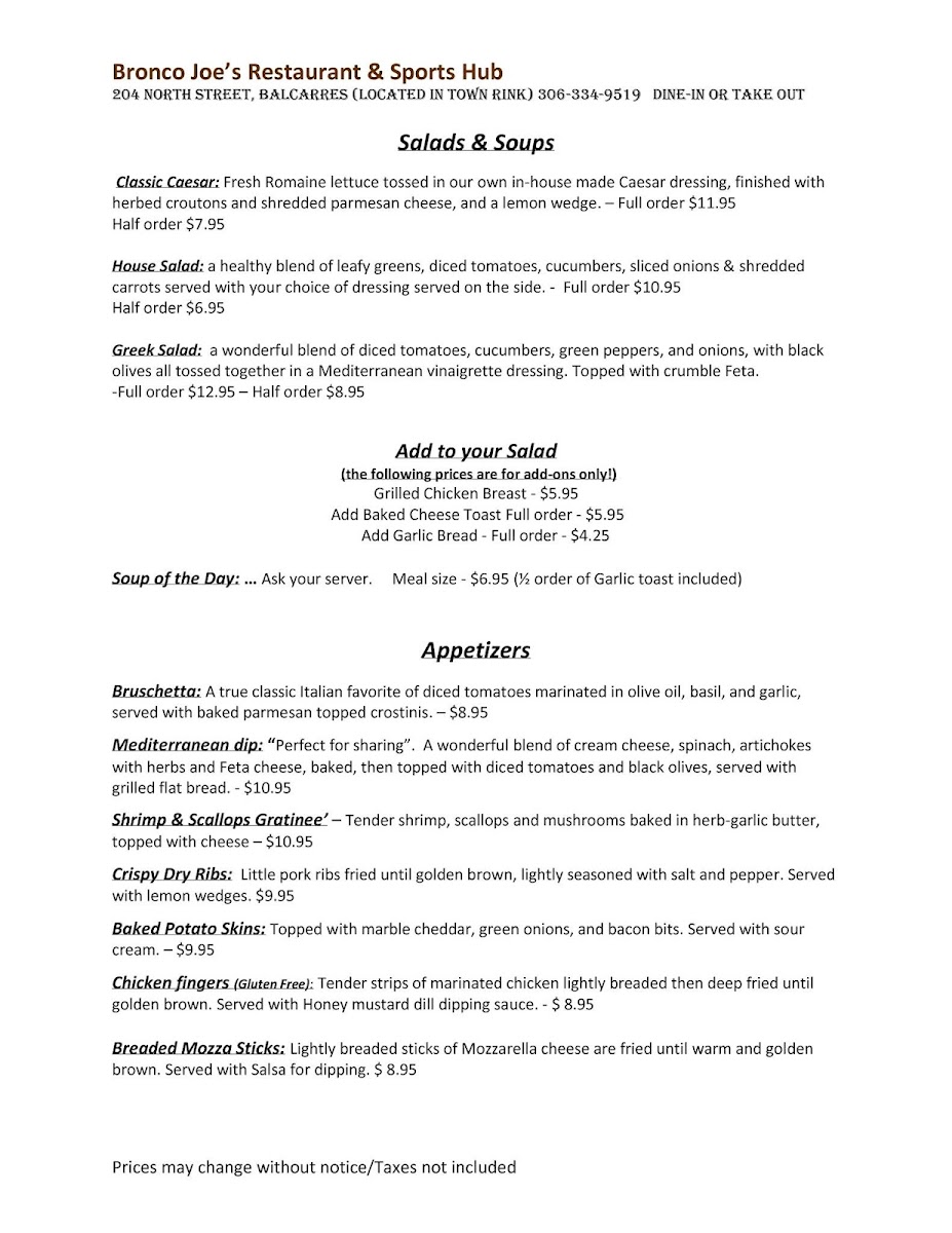 Bronco Joe's Restaurant & Sports Hub Photo Menu 4