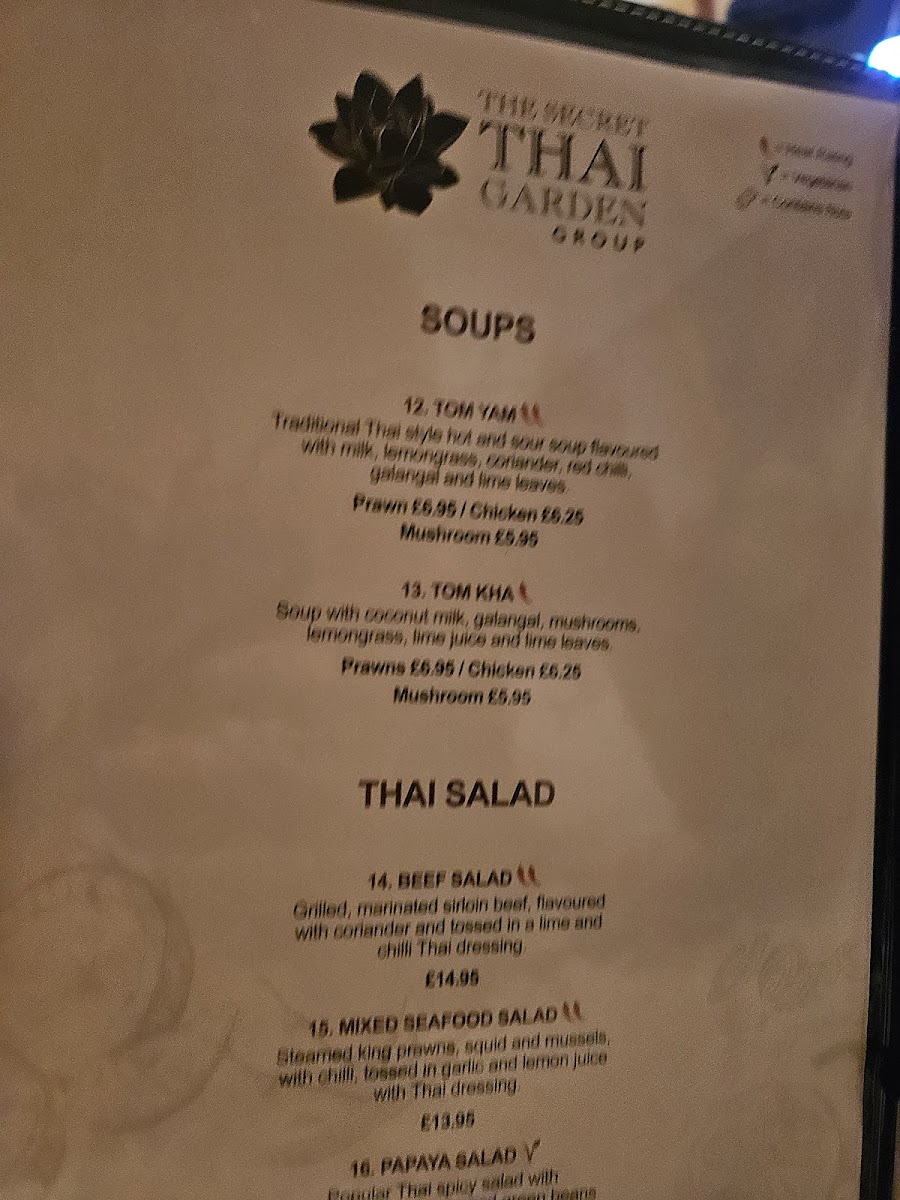 The Secret Thai Garden, Potters Bar Photo Menu 10