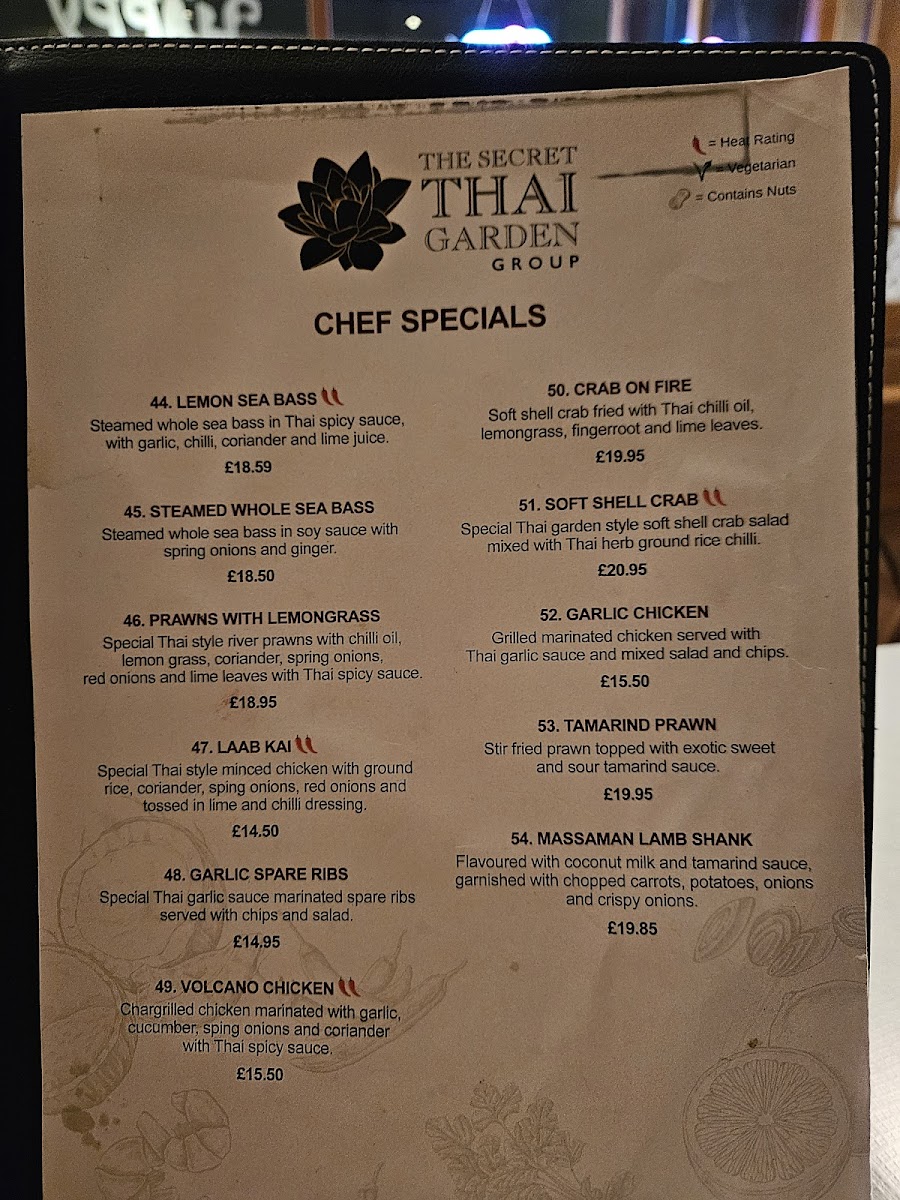 The Secret Thai Garden, Potters Bar Photo Menu 3